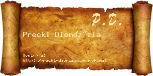 Preckl Dionízia névjegykártya